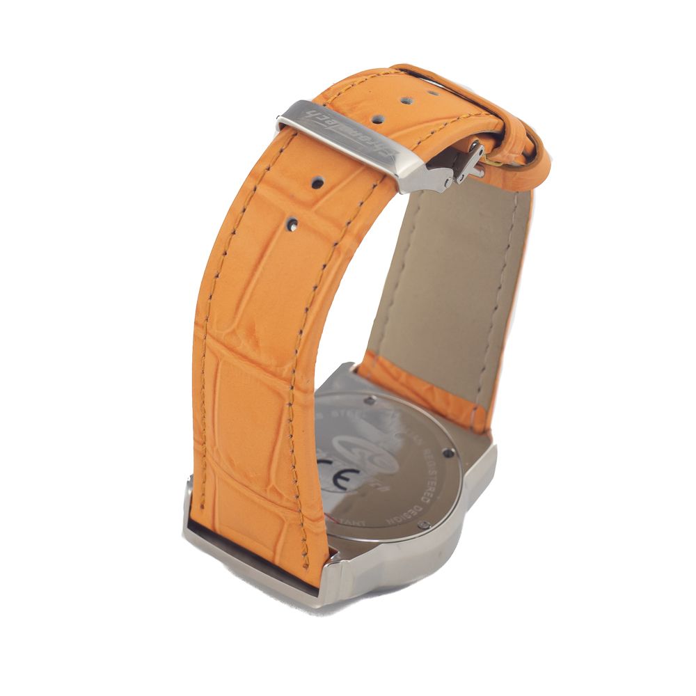 A chronotech orange leather dress watch with silver buckle