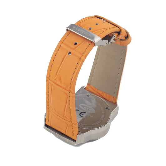 A chronotech orange leather dress watch with silver buckle