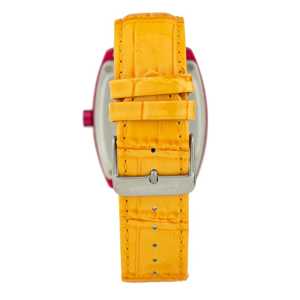 Yellow leather watch strap with silver buckle