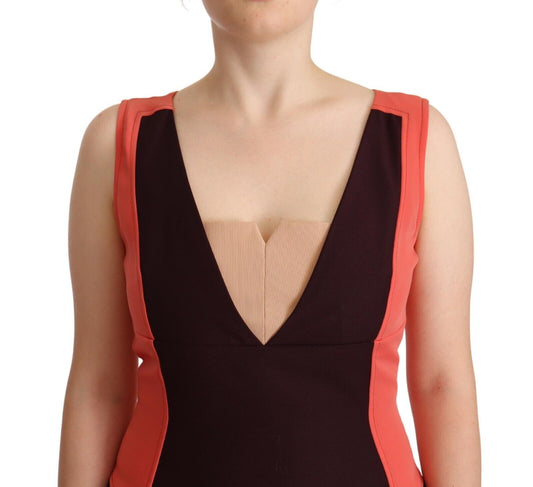 A sleeveless sheath dress with a heart-shaped cutout on the chest