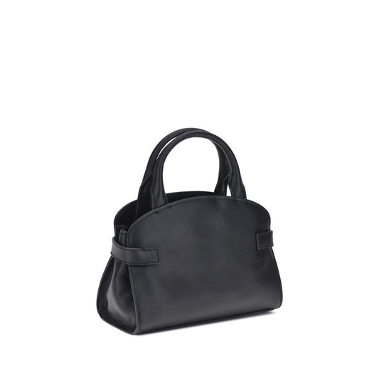 Black leather handbag with two straps