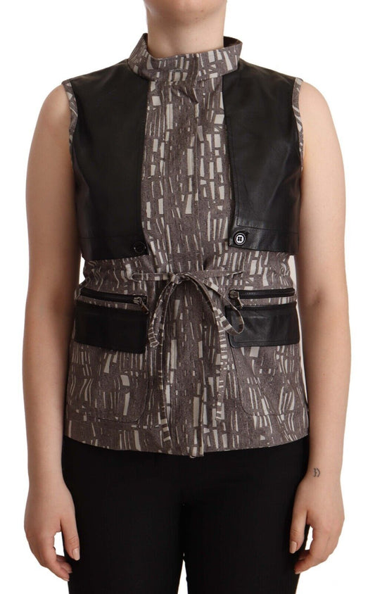 Black leather vest with asymmetrical design