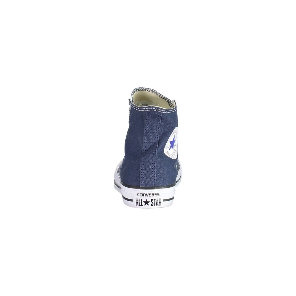 A single blue textile men's sneaker with white laces, a white sole, and a small white logo on the side
