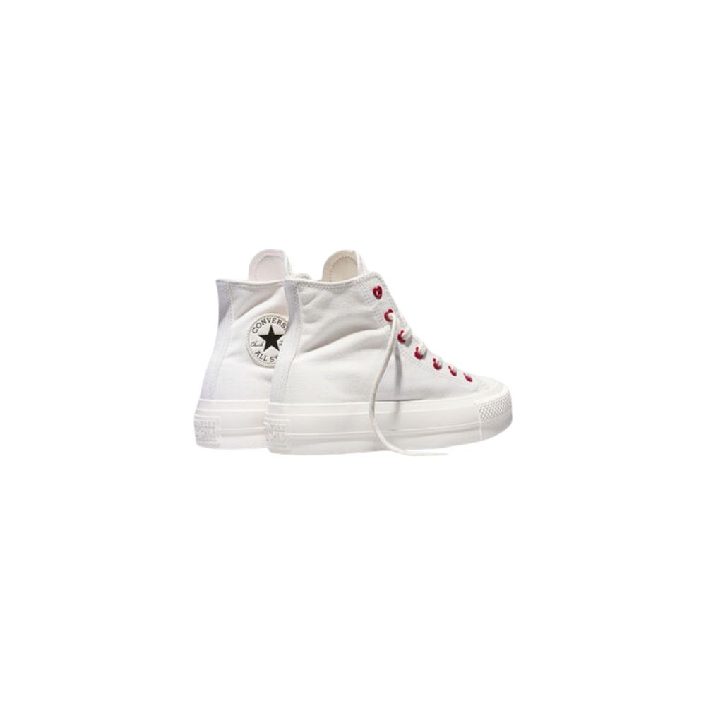 White sneakers with red laces
