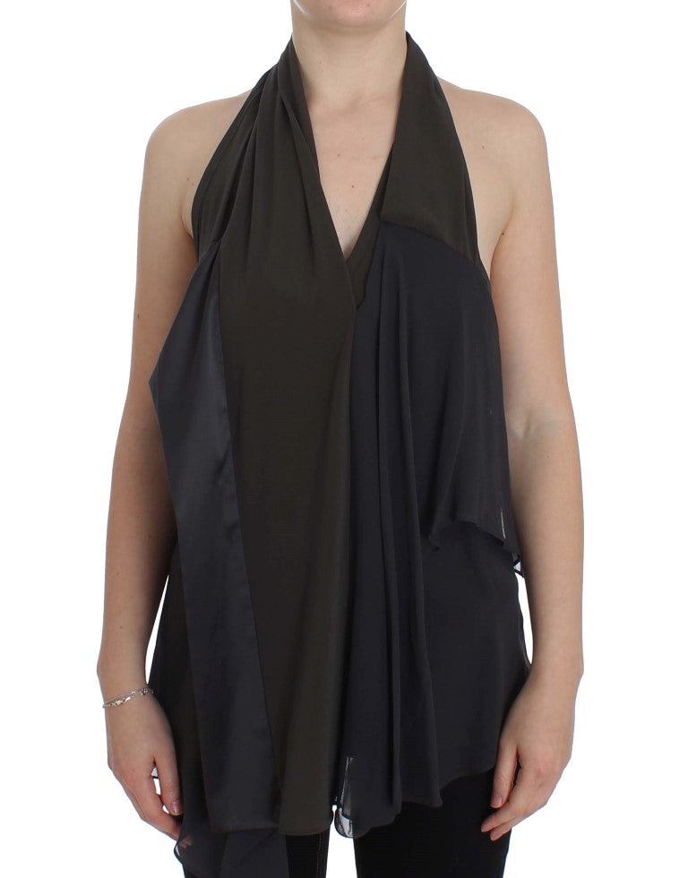 Woman wearing a black sleeveless top