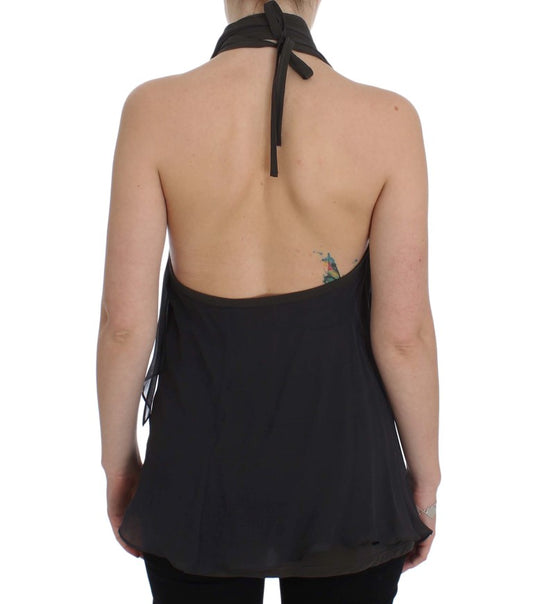 Black tank top with ruffled sleeves