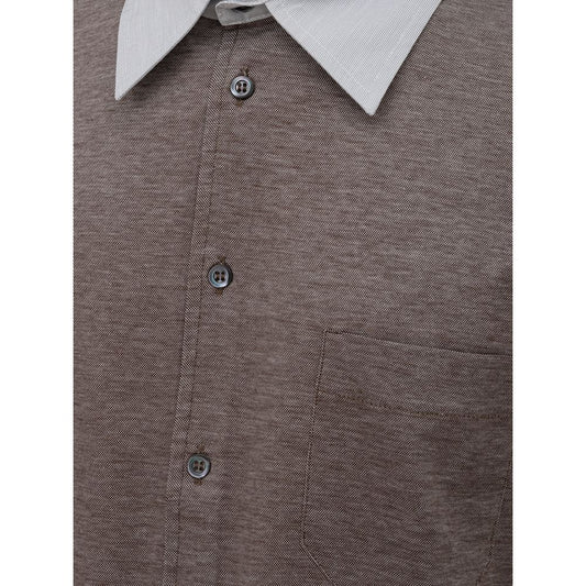 Brown tweed shirt with collar and buttons