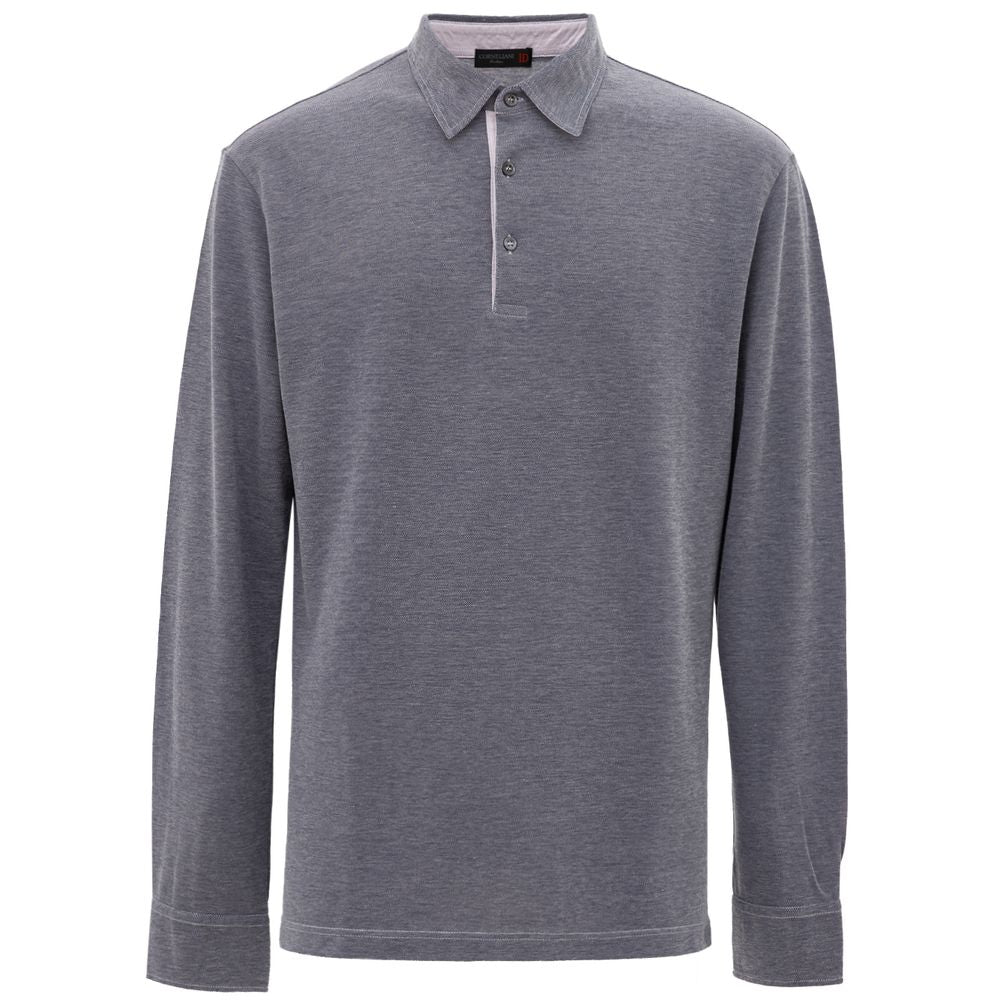 Long sleeve polo shirt in heather gray
