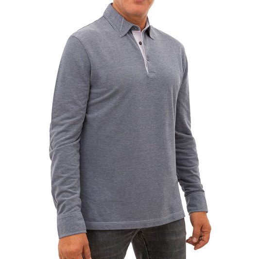 Man wearing gray long sleeve shirt