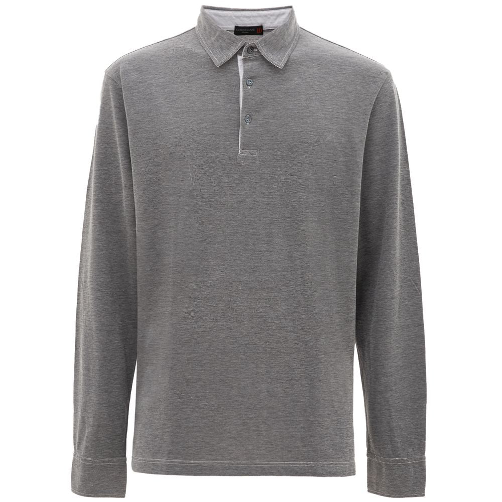 Long sleeve polo shirt in heather gray