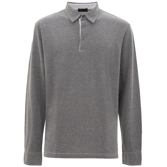 Long sleeve polo shirt in heather gray