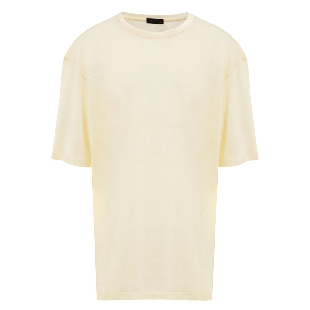 Yellow short sleeve t-shirt on hanger