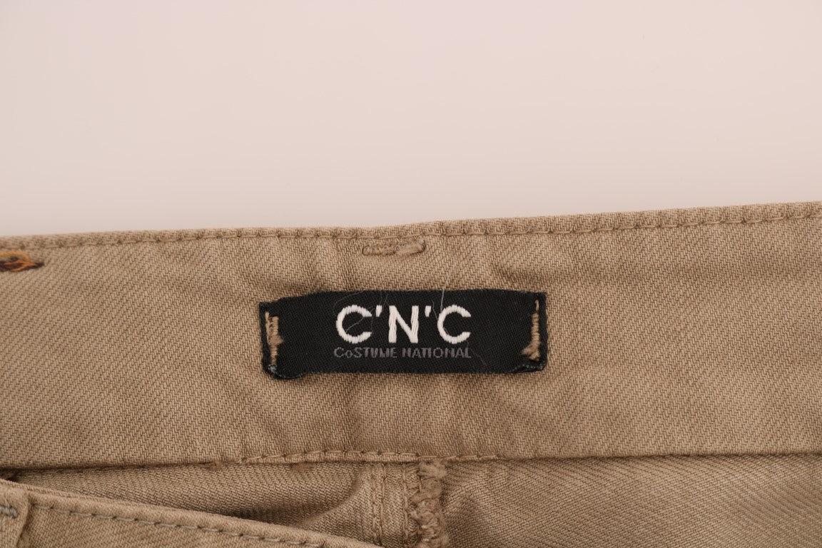 Tan canvas belt with black label