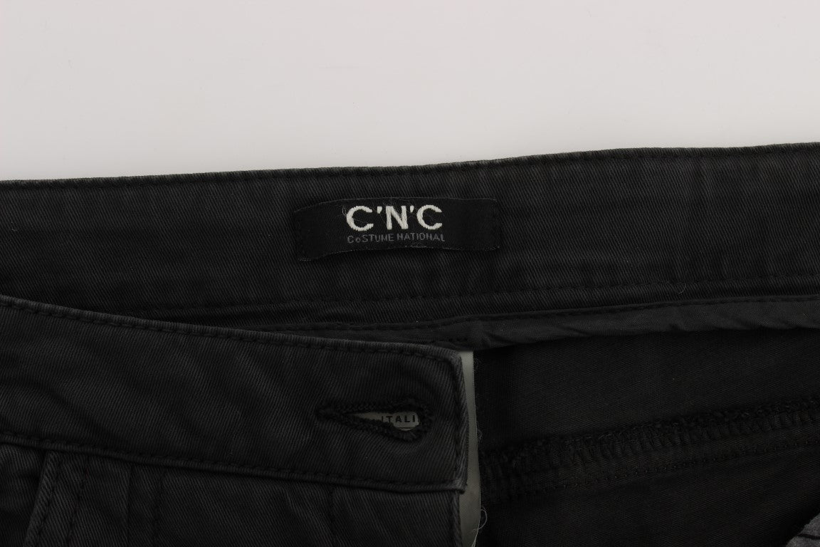 Pair of black pants with a label on waistband