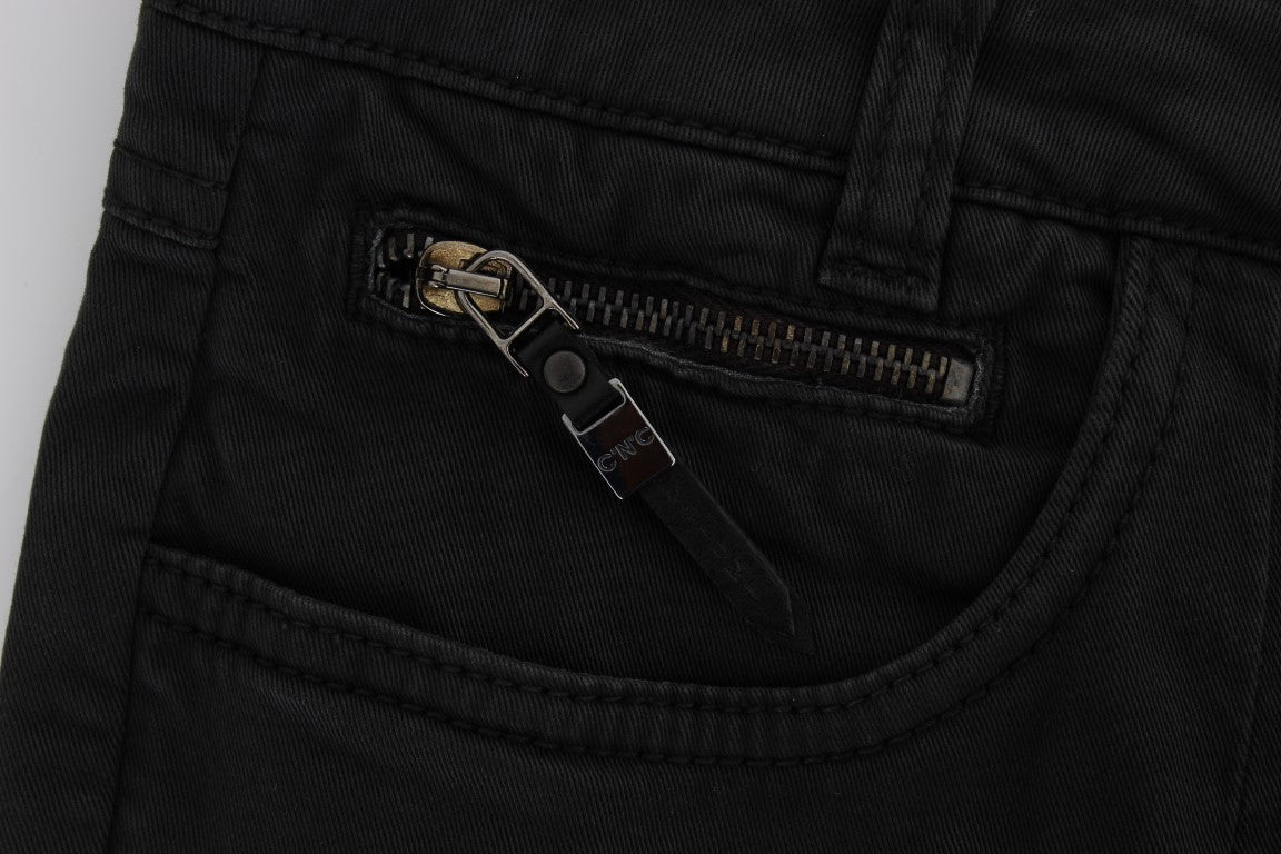 Pair of black jeans with zipper on front