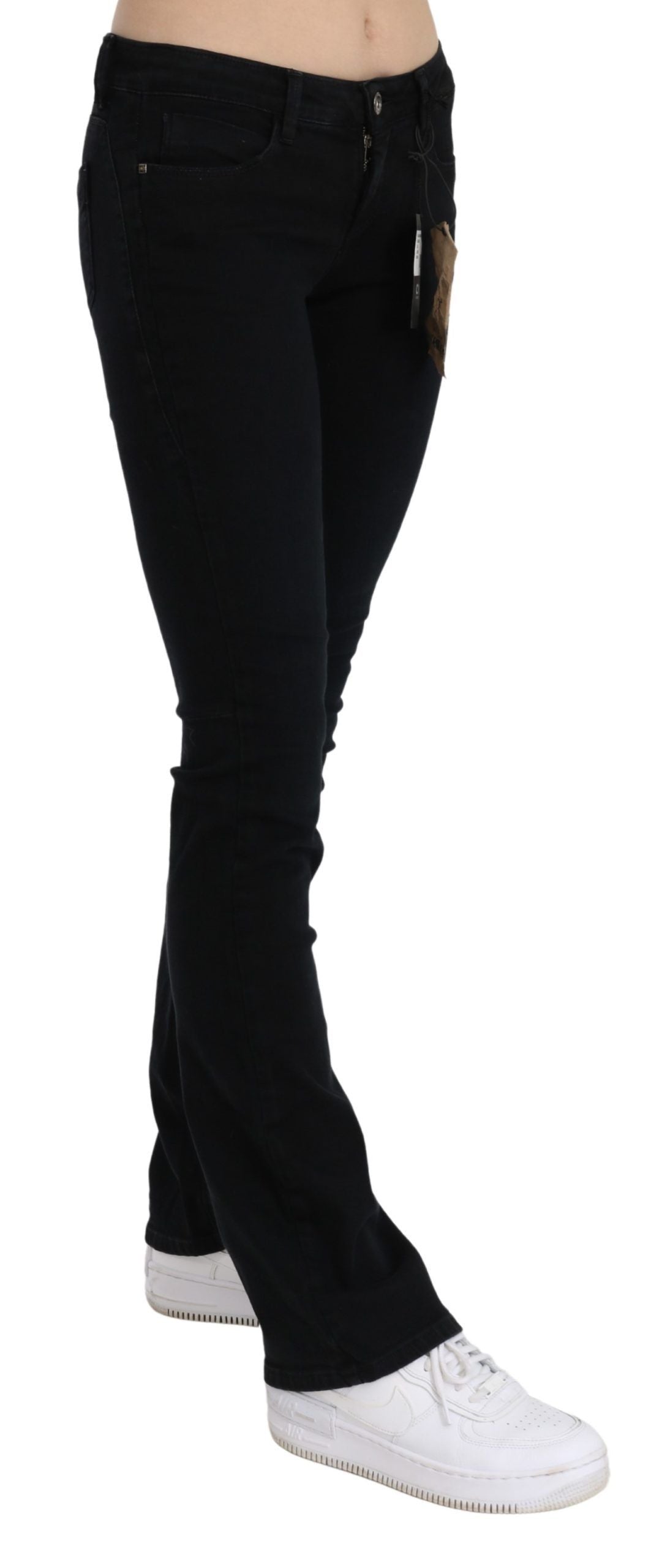 Pair of black skinny jeans on a model