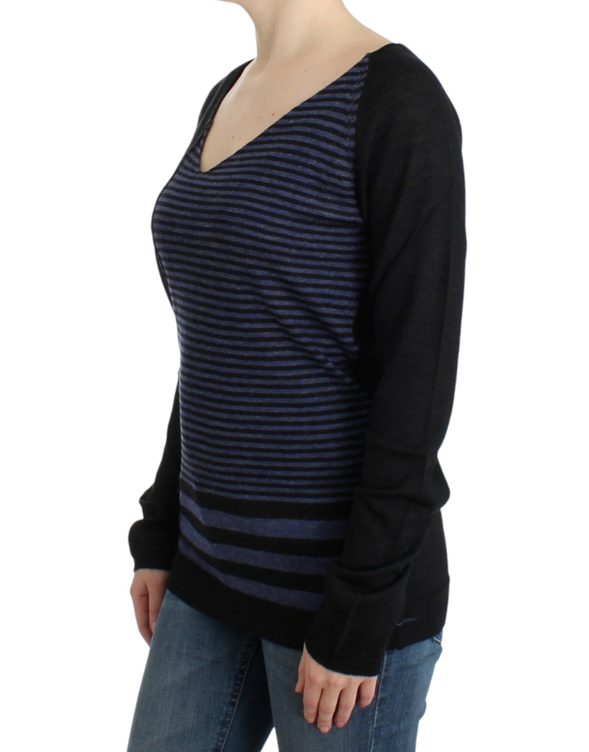 Long sleeve striped shirt on woman