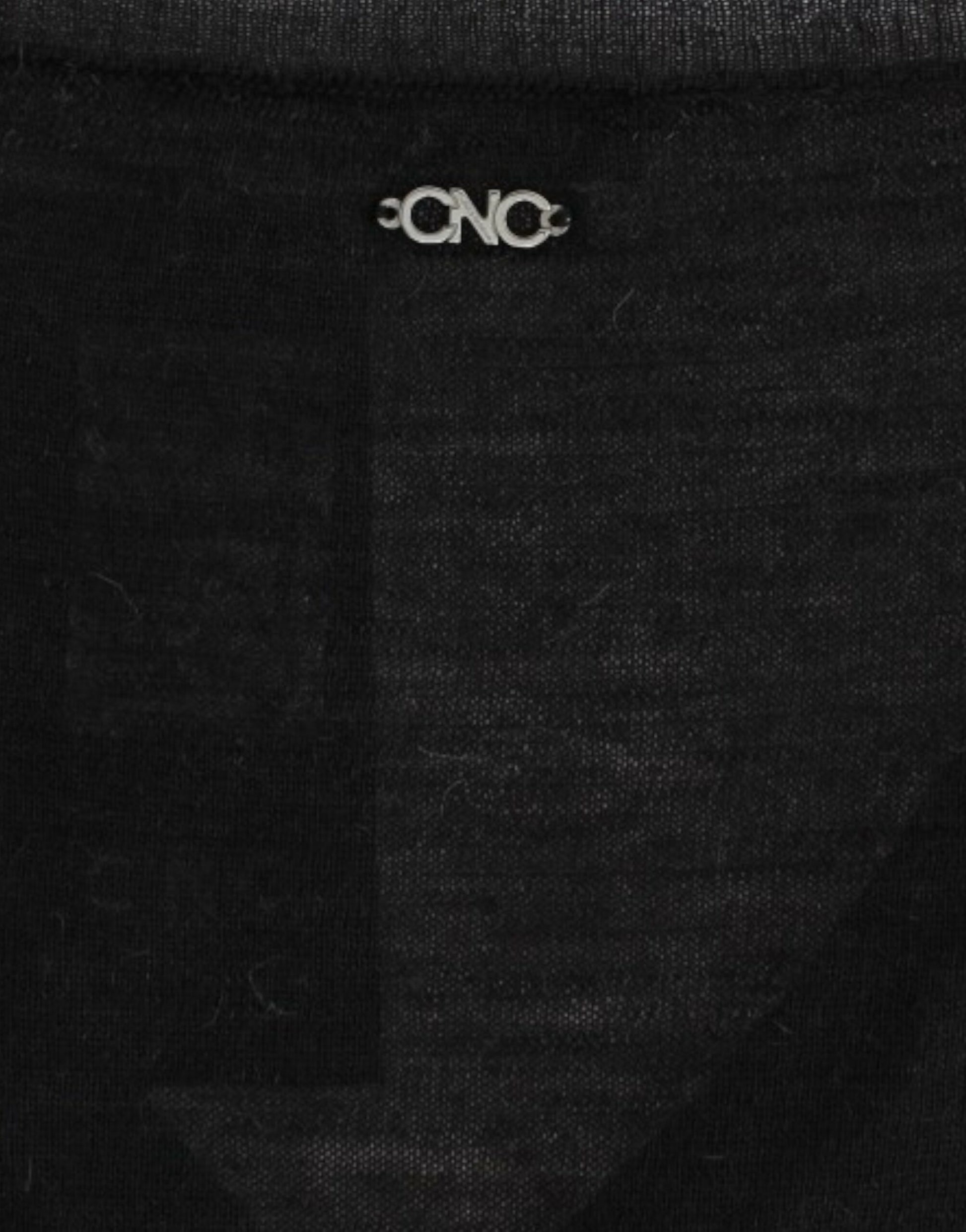 Black fabric with white logo