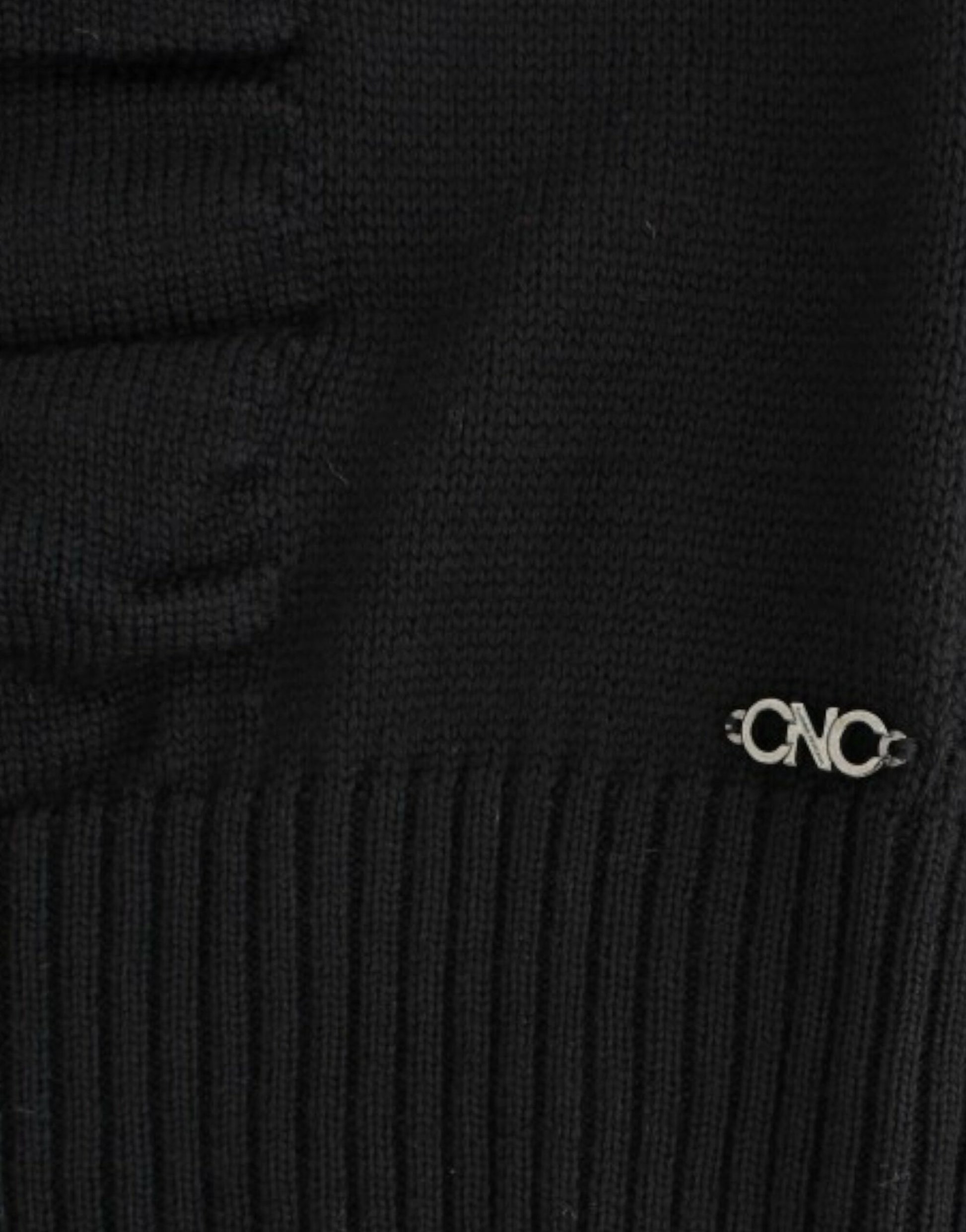 Black sock with a logo on the side