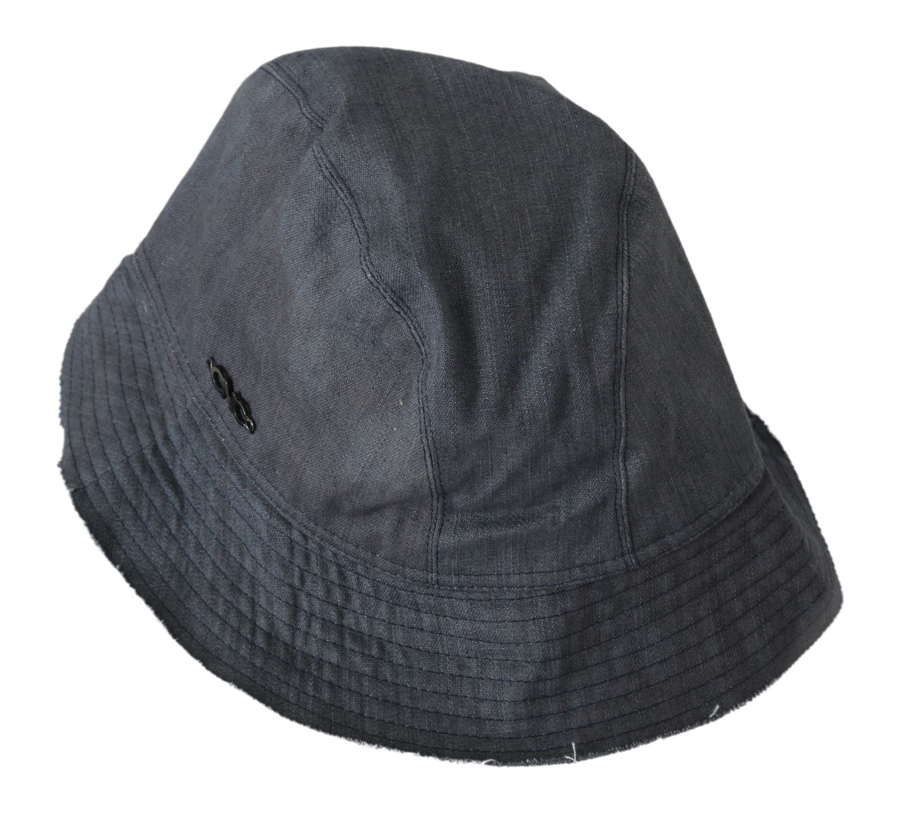 Black bucket hat with button on front
