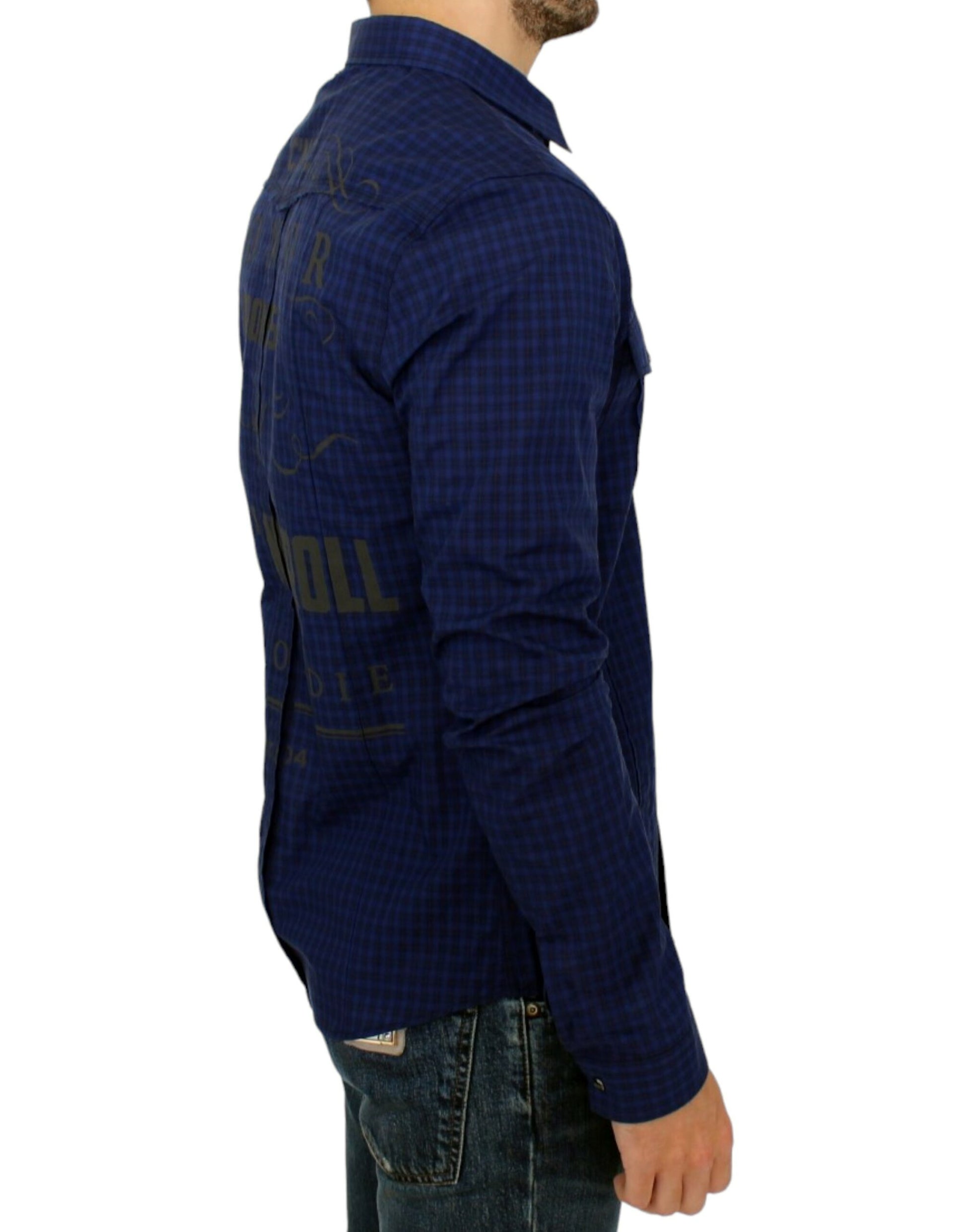 Blue plaid shirt on mannequin