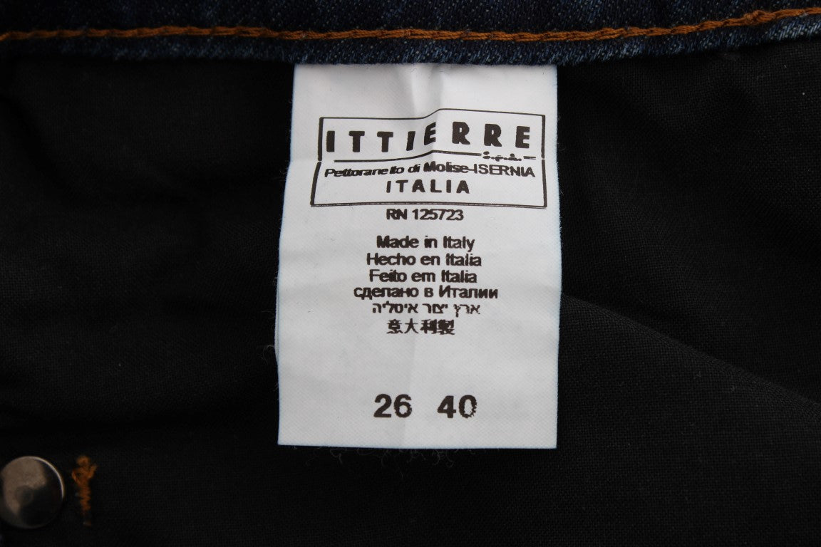 Blue denim jeans tagged with brand name and price