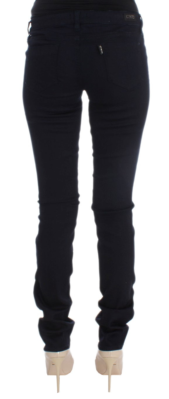 Pair of dark blue skinny jeans on a mannequin
