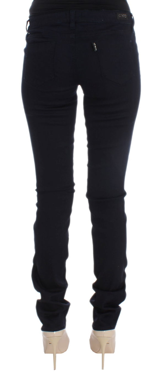 Pair of dark blue skinny jeans on a mannequin