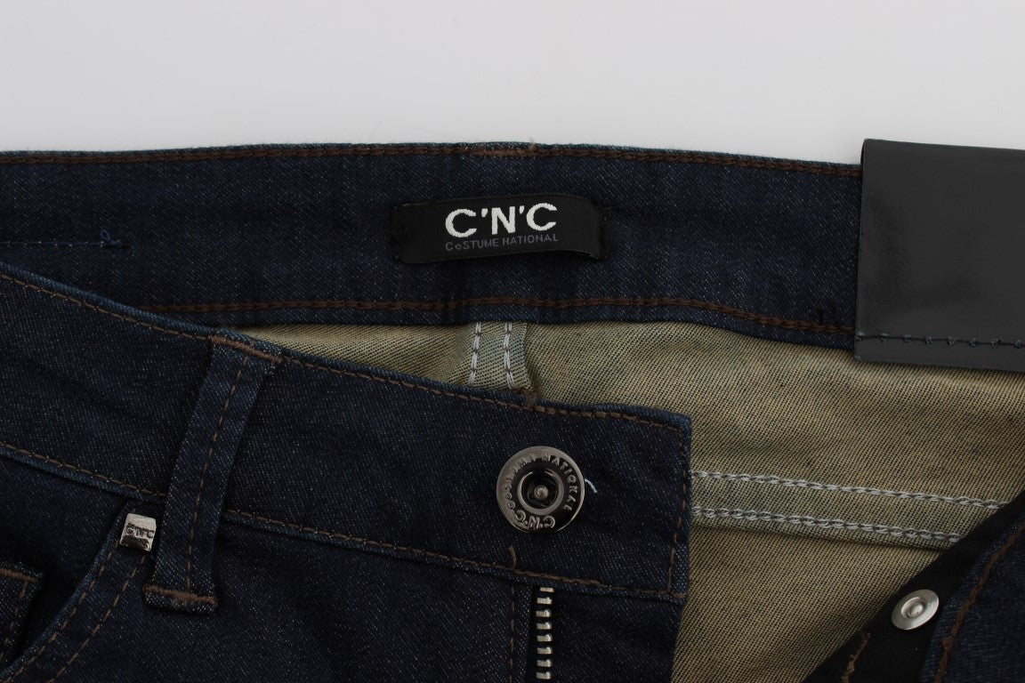 Pair of blue jeans with a zipper fly
