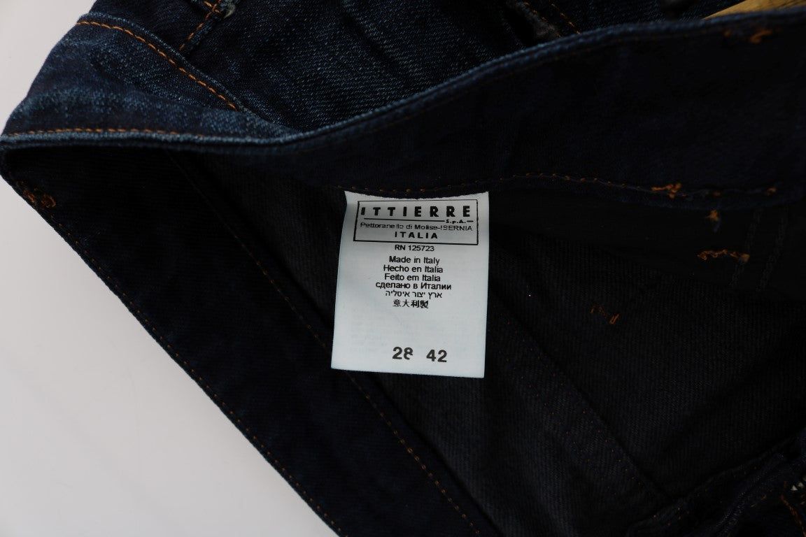 Blue denim jeans on hanger