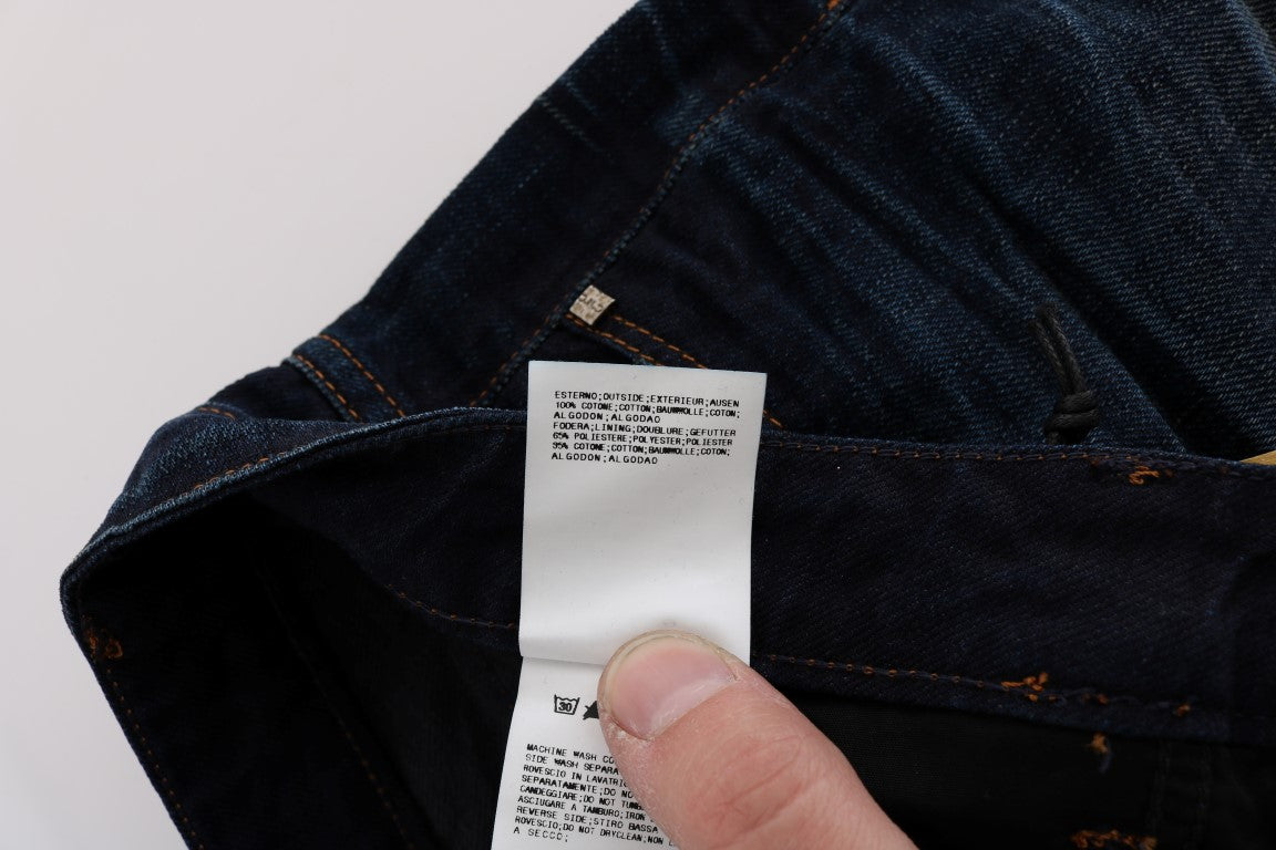 Blue jeans with tag inside waistband