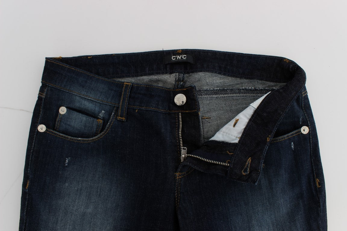 Pair of blue jeans on a white background