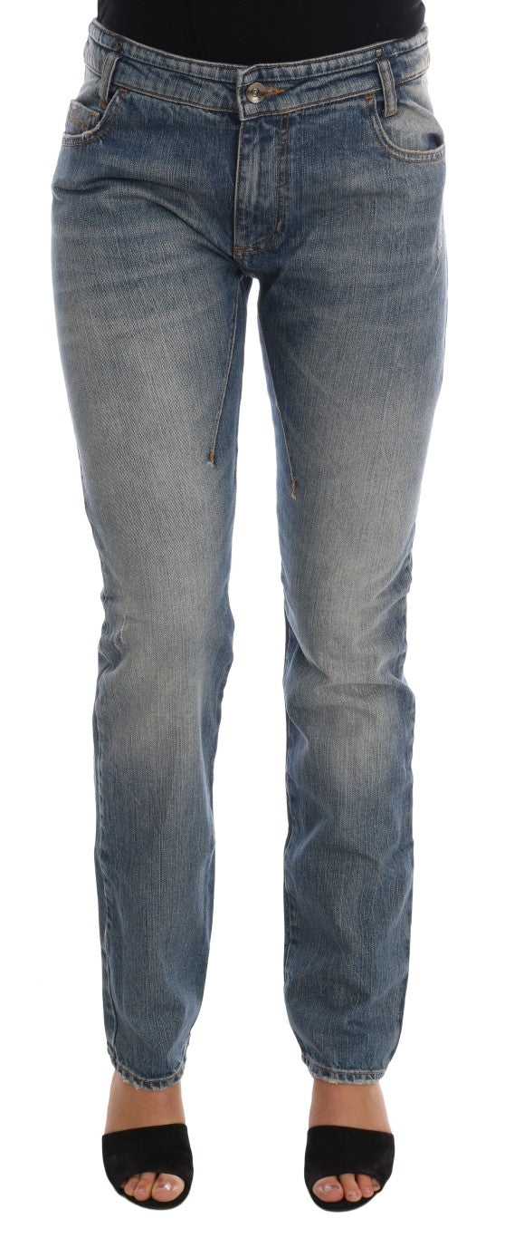 Pair of blue denim jeans on a mannequin