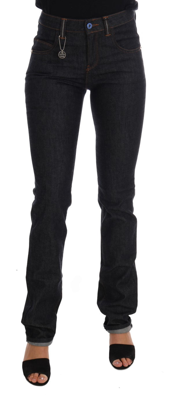 Pair of dark blue denim jeans on a mannequin