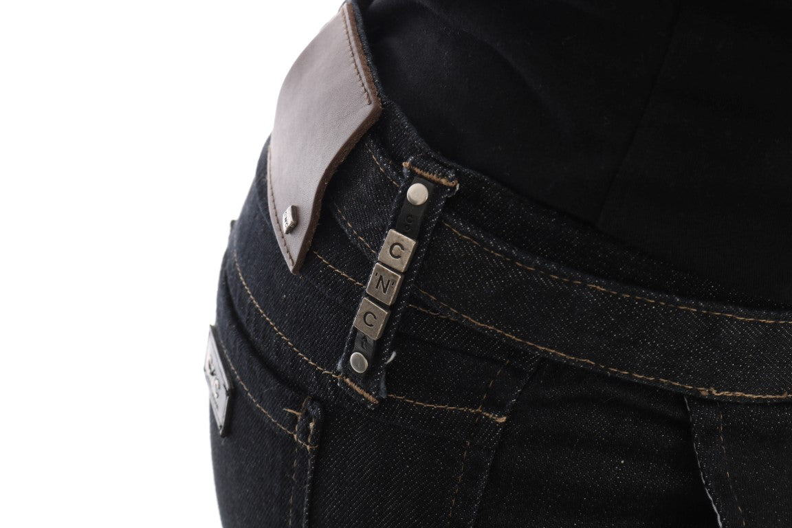 Pair of jeans with belt loops and silver studs