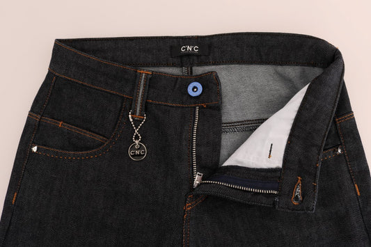 Pair of blue jeans with zippered pockets