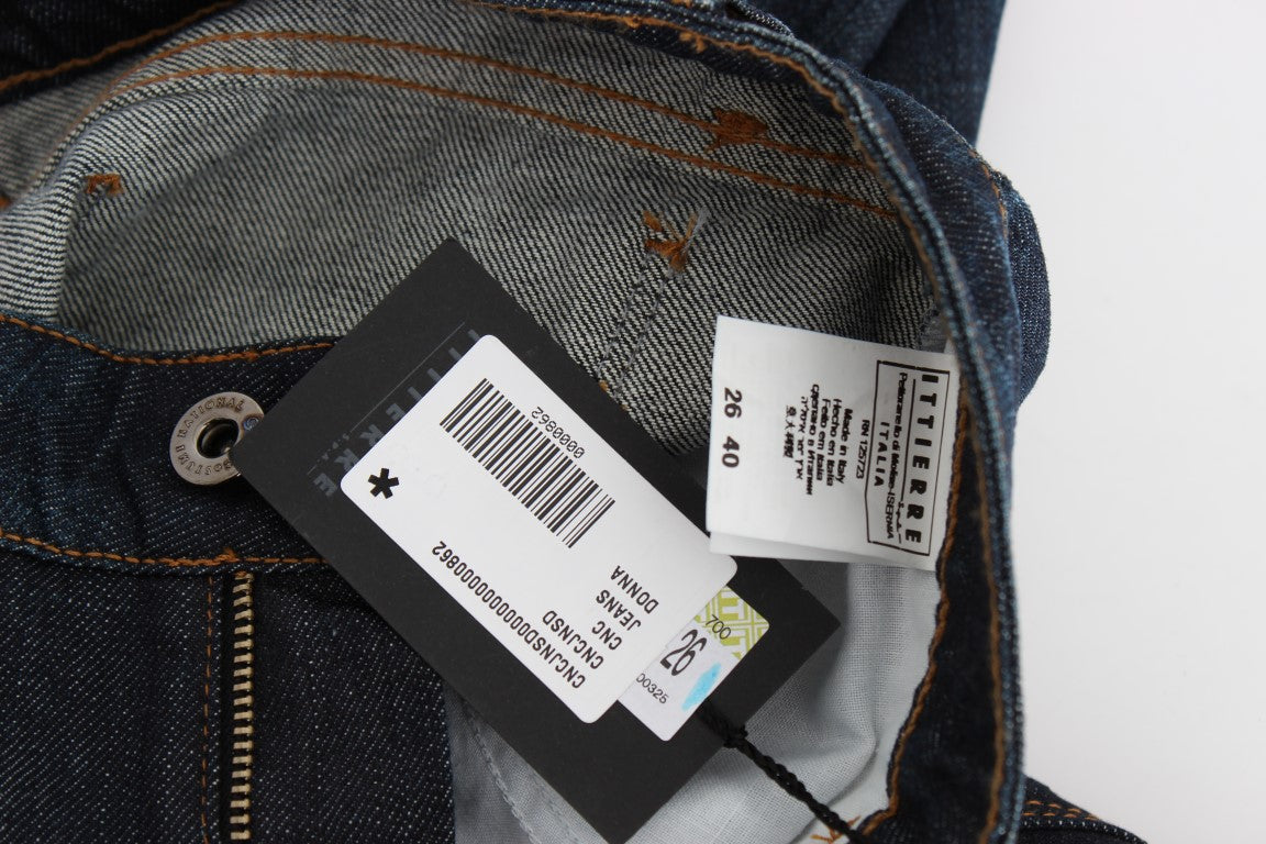 Pair of blue jeans with tags inside pocket