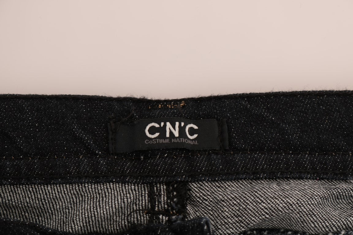 Black fabric with white lettering on label