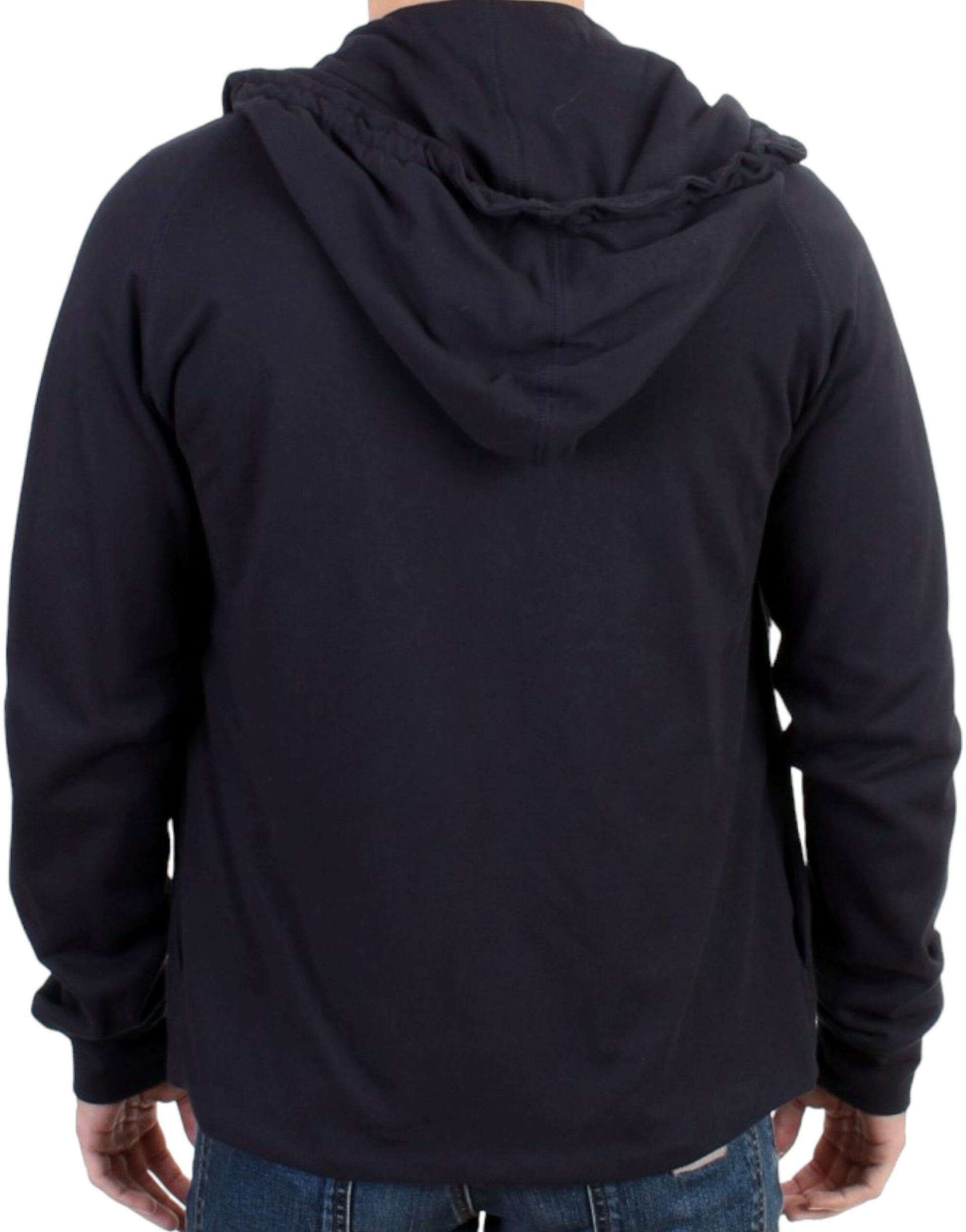 Black hooded sweatshirt on a mannequin