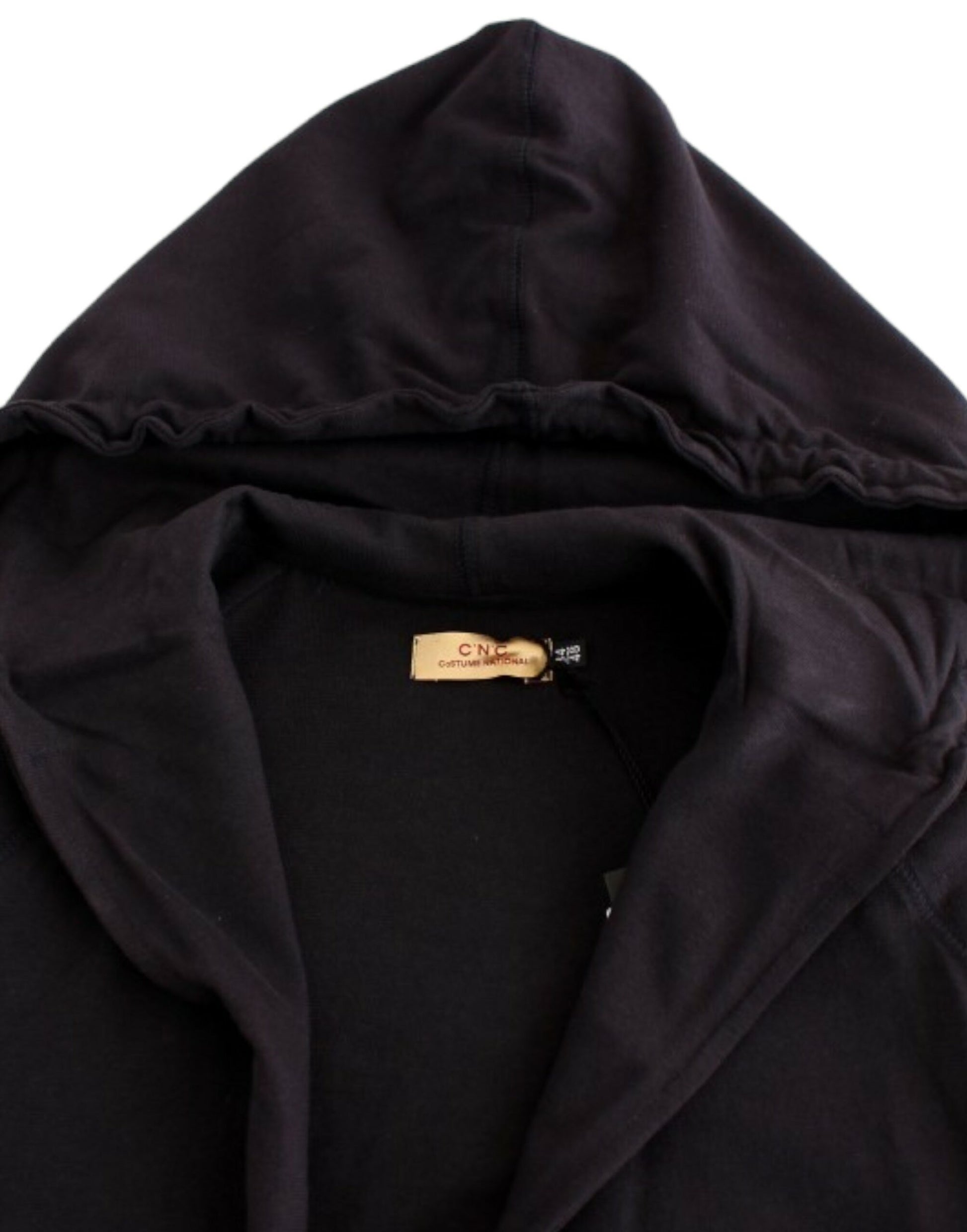 Black hooded jacket with drawstring hood