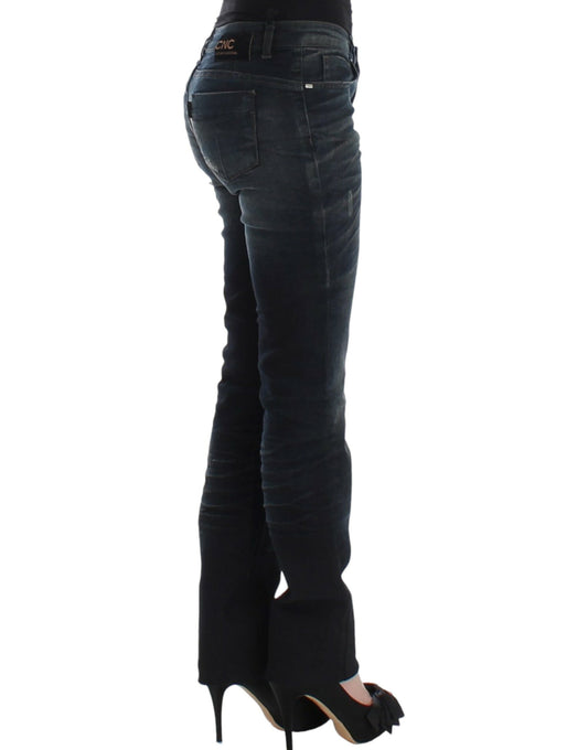 Pair of women's jeans with high waist and flared legs