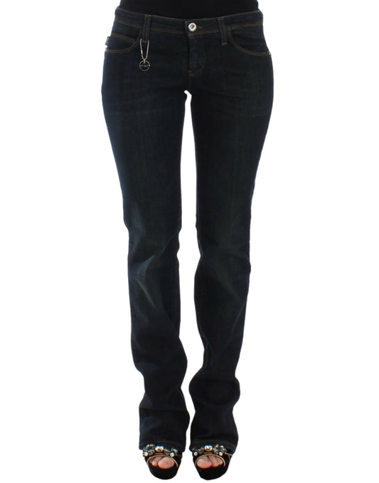 Pair of women's jeans with zipper detail on front