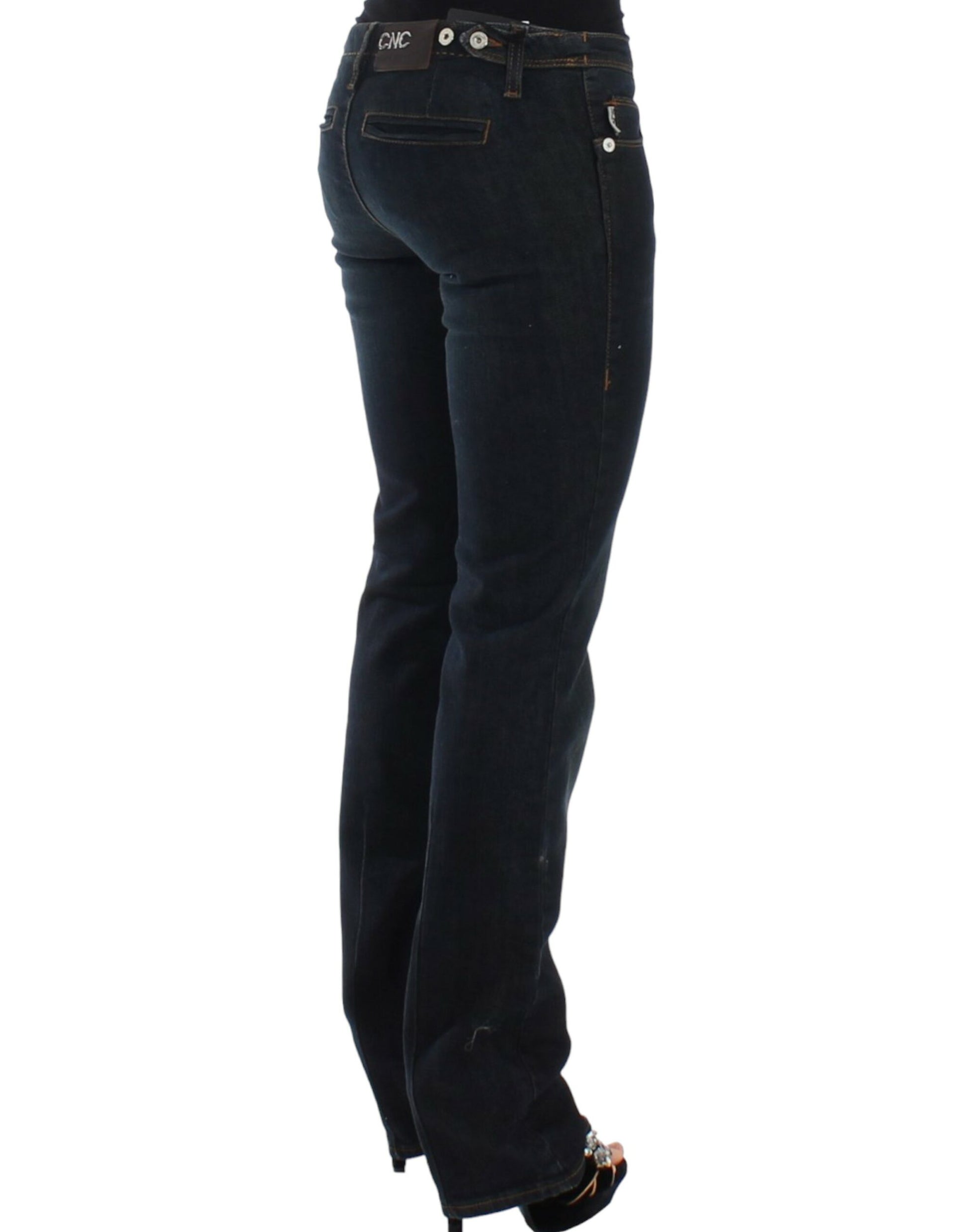 Pair of women's jeans with embroidered design on back pockets