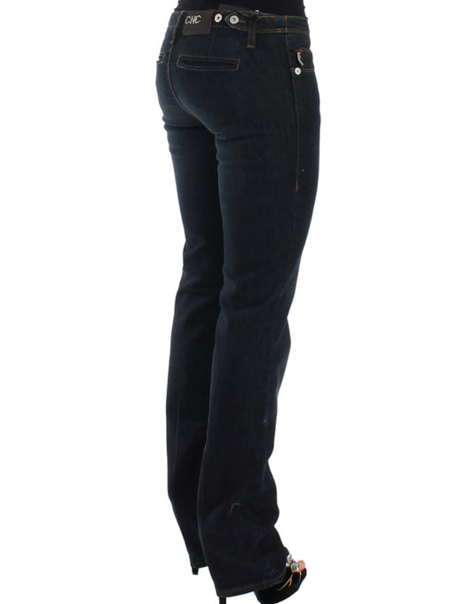 Pair of women's jeans with embroidered design on back pockets
