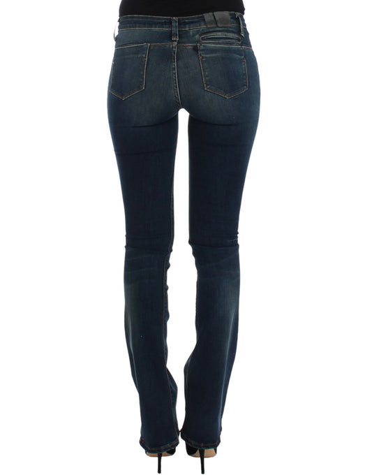 Pair of women's jeans with distressed design and high waist