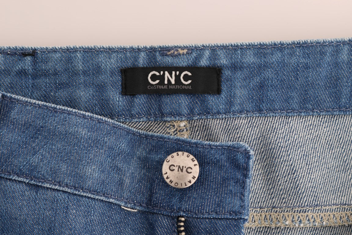 Blue denim jeans with visible brand label