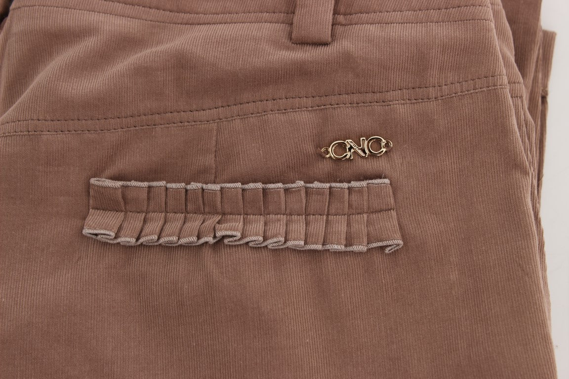 Brown pants with decorative stitching on side