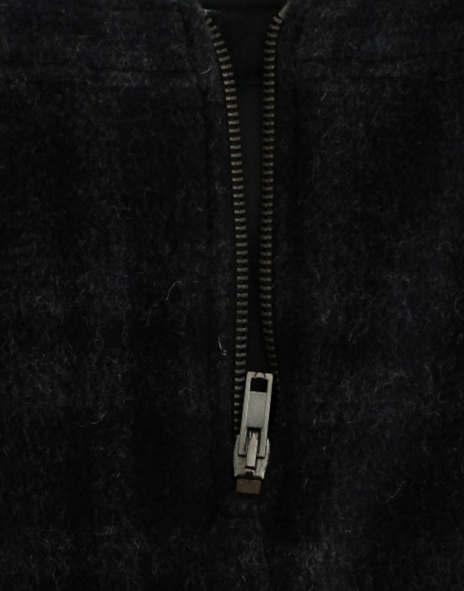 Zipper on black jacket
