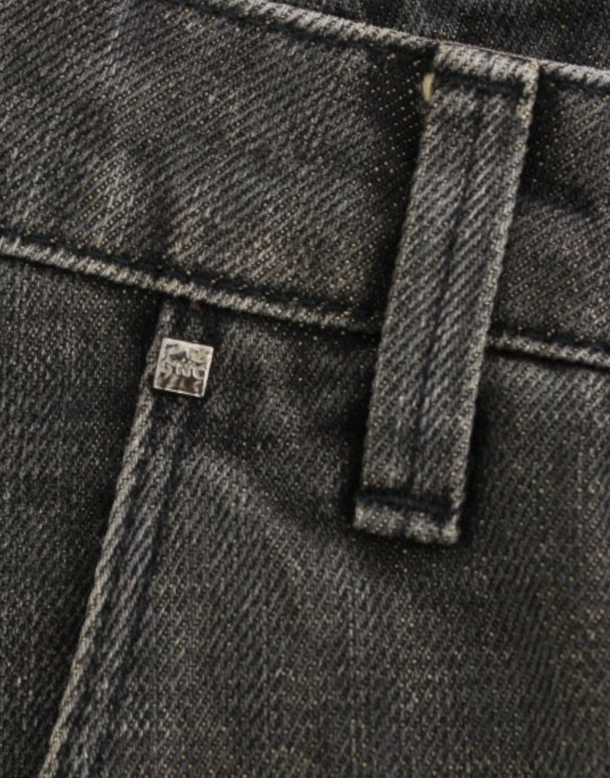 Blue denim jeans with button and zipper closure