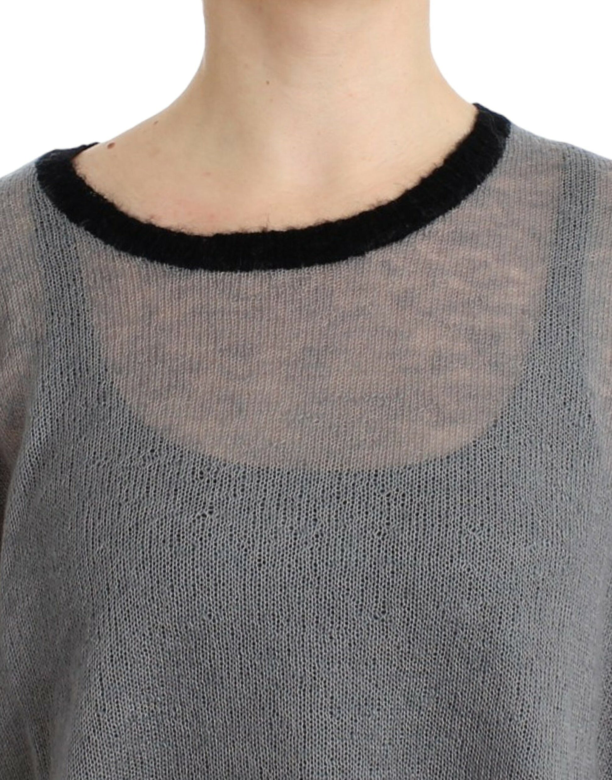 Long sleeve knit sweater with ribbed neckline